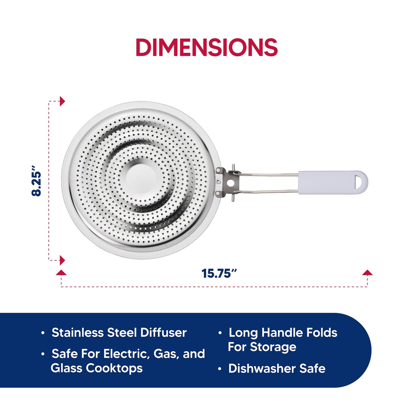 HIC Heat Diffuser Reducer Flame Guard Simmer Plate, 8.25-Inches