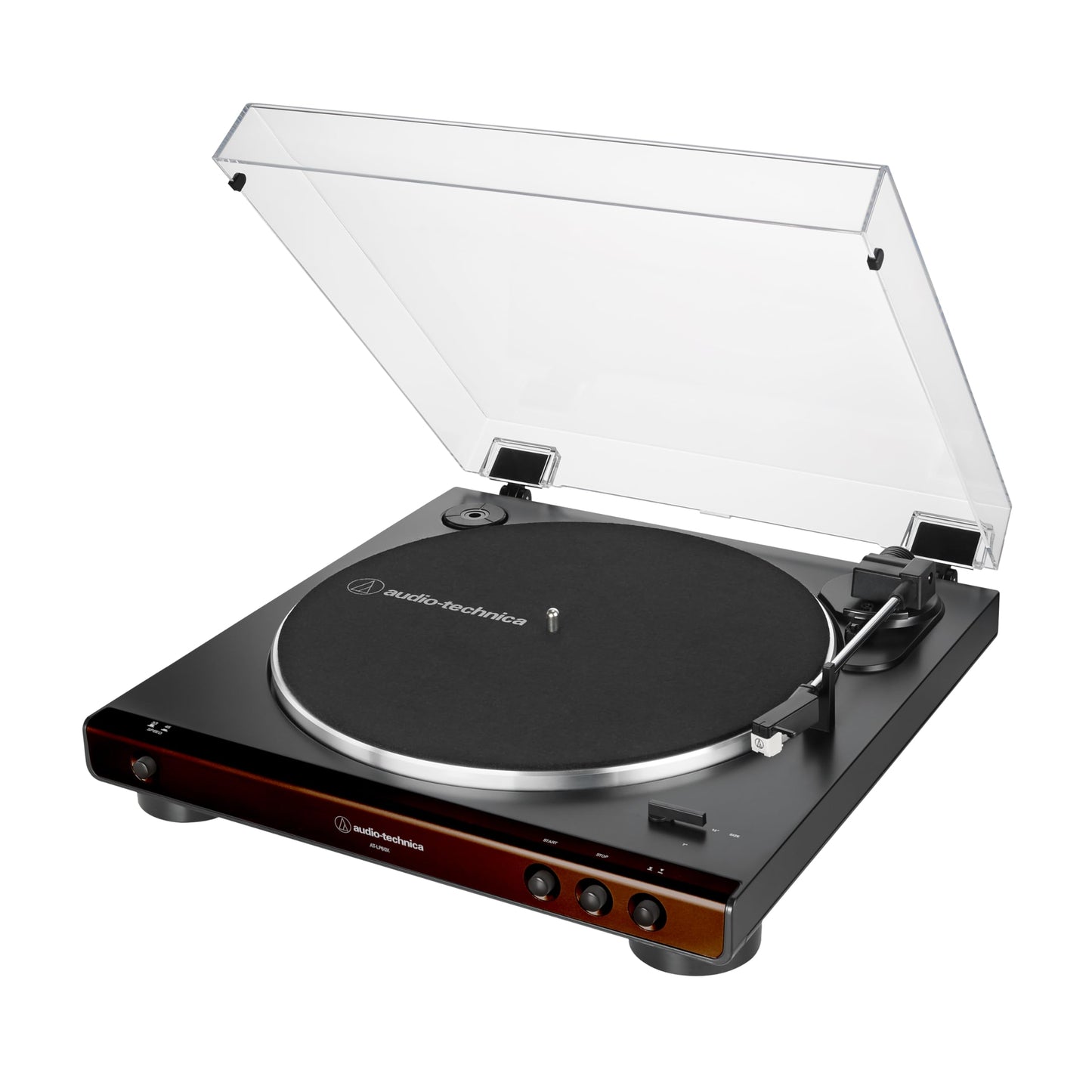 Audio-Technica - tocadiscos totalmente automático con transmisión por correa AT-LP60X-BW de audio technica de 33/45 RPM (marrón/negro)