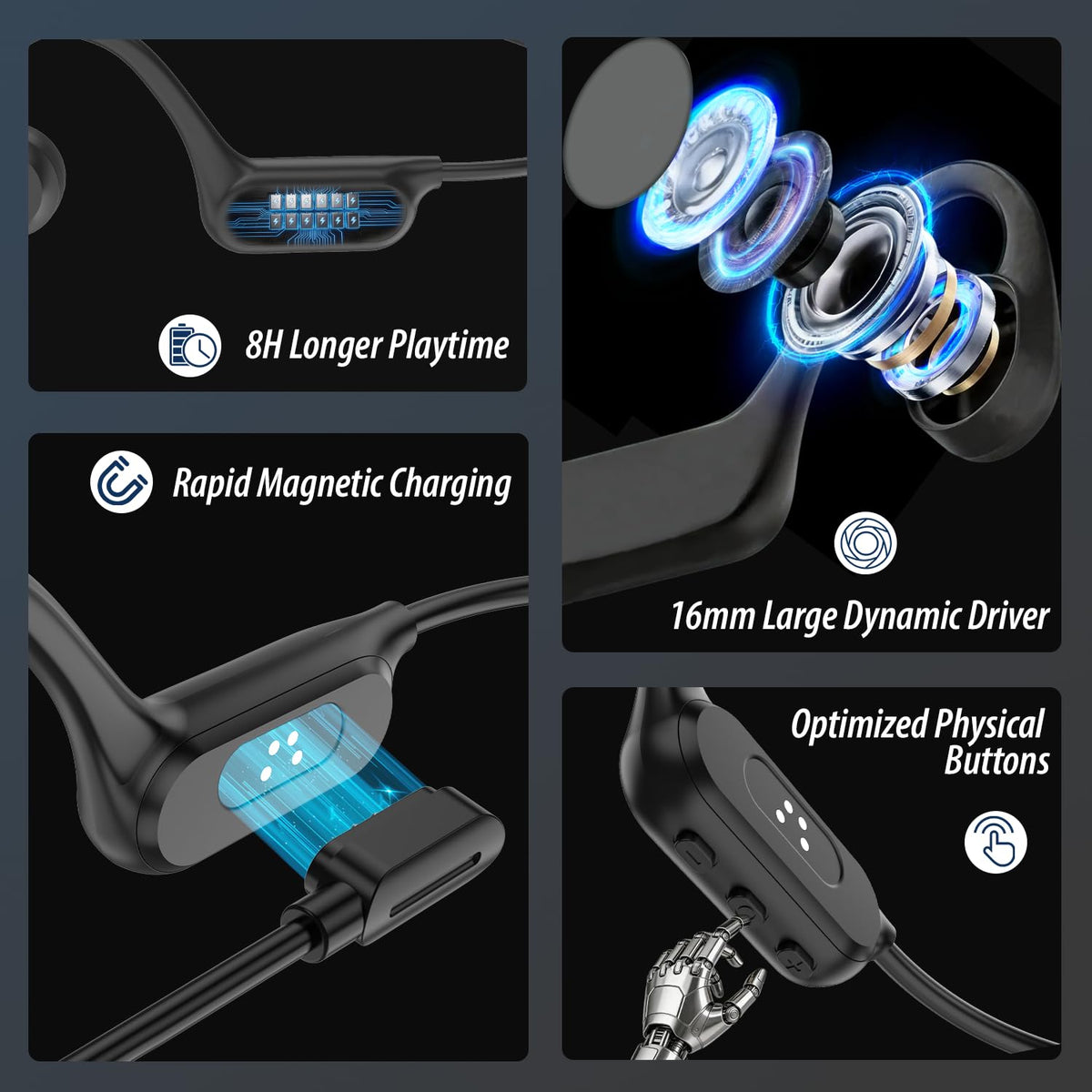 Auriculares de Conducción Ósea Flemikie IPX8 Impermeables
