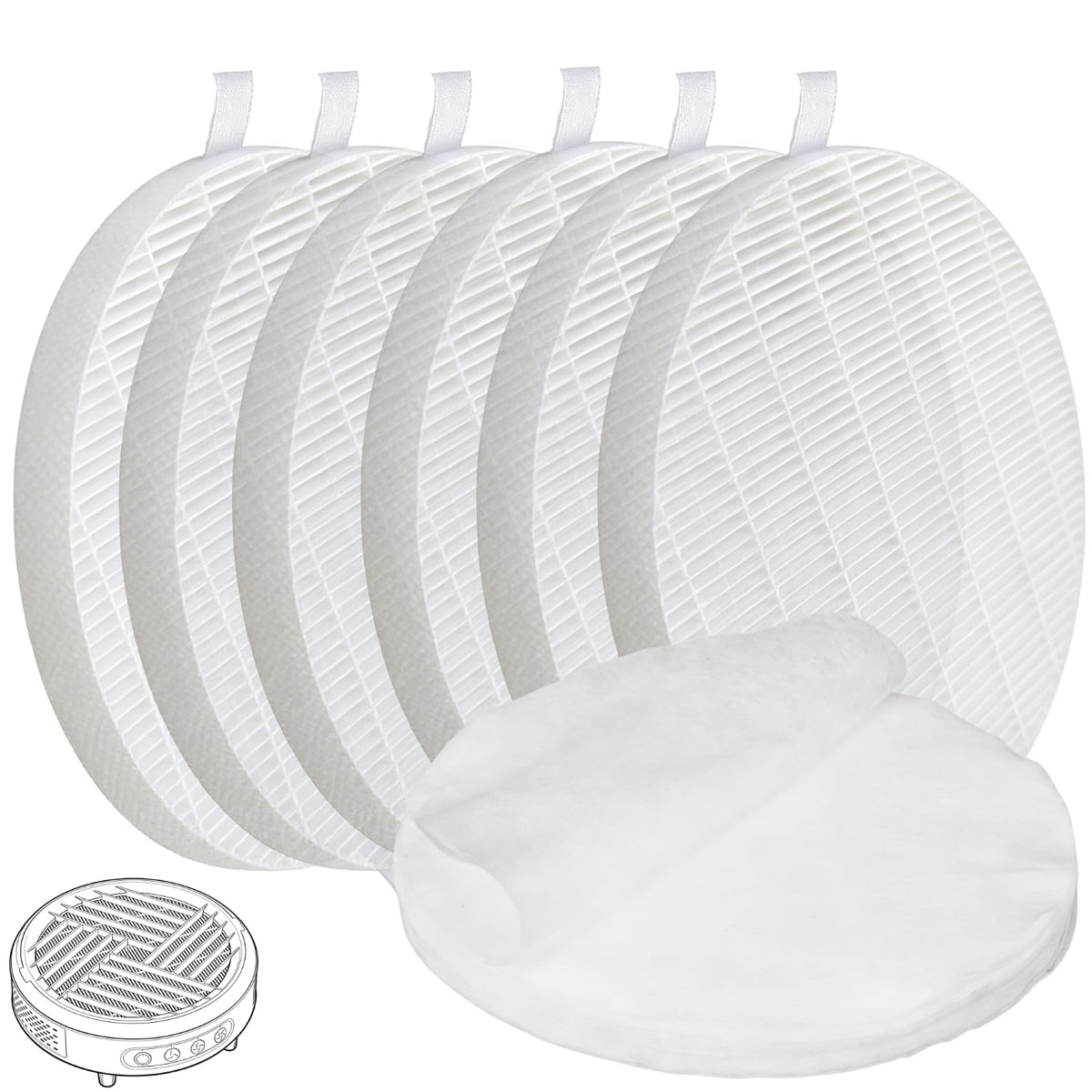 Kit de Repuesto de Filtros ELUCIA Blanco con HEPA Prefiltros para Colector de Polvo de Uñas