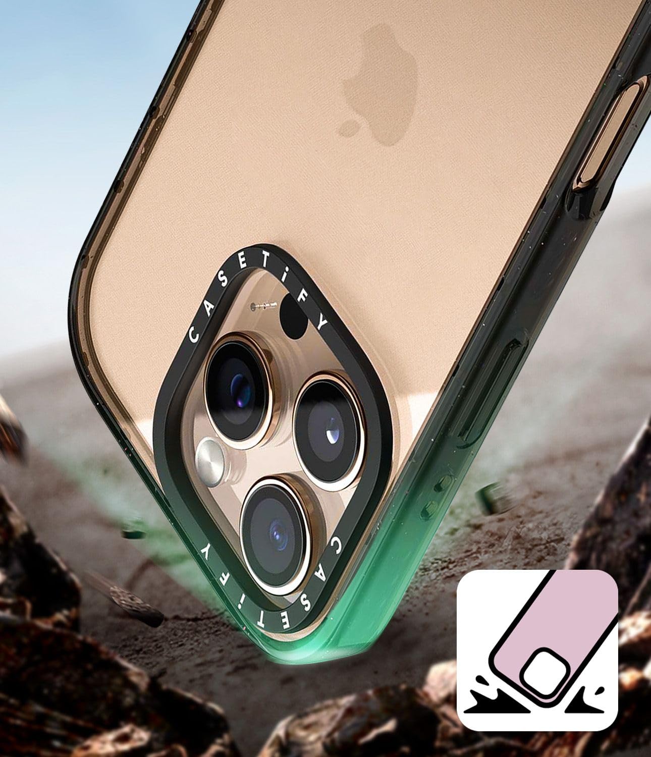 CASETiFY - Funda de impacto para iPhone 15 Pro Max [4X grado militar probado contra caídas / protección contra caídas de 9 pies] - Estampados - Fresas - Negro transparente
