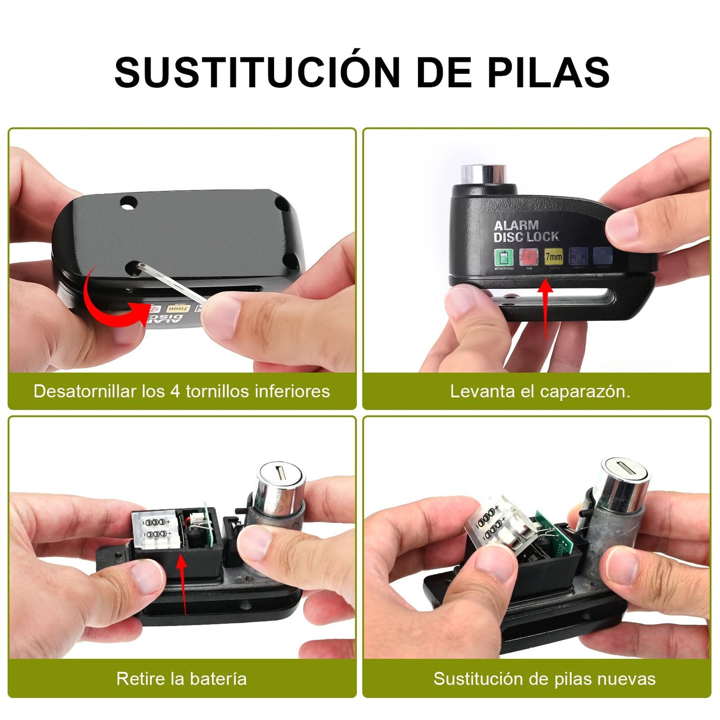 Kayoosi Candado de Alarma Para Moto, Alarma de Freno de Disco de 110 Db con Sensor de Movimiento y Cable de Alarma de 4,3 Pies, Impermeable y Antirrobo, Compatible con Vehículos con Llantas de Disco