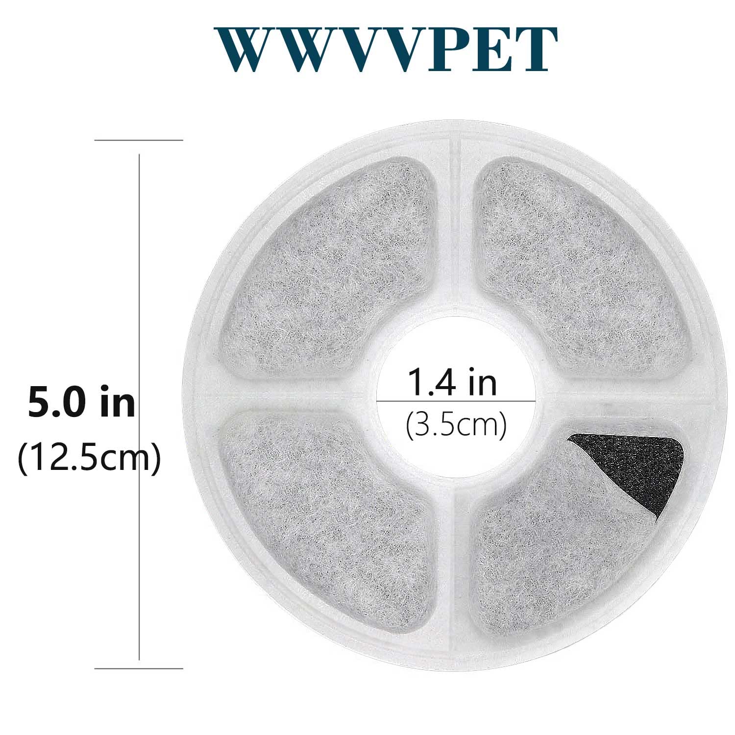 Filtros de repuesto para fuente de agua de gato, paquete de 6, 50% más filtros de carbón activado, filtros de fuente de flor de gato, compatible con dispensador de bebidas para mascotas (no para fuente de la marca Catit)