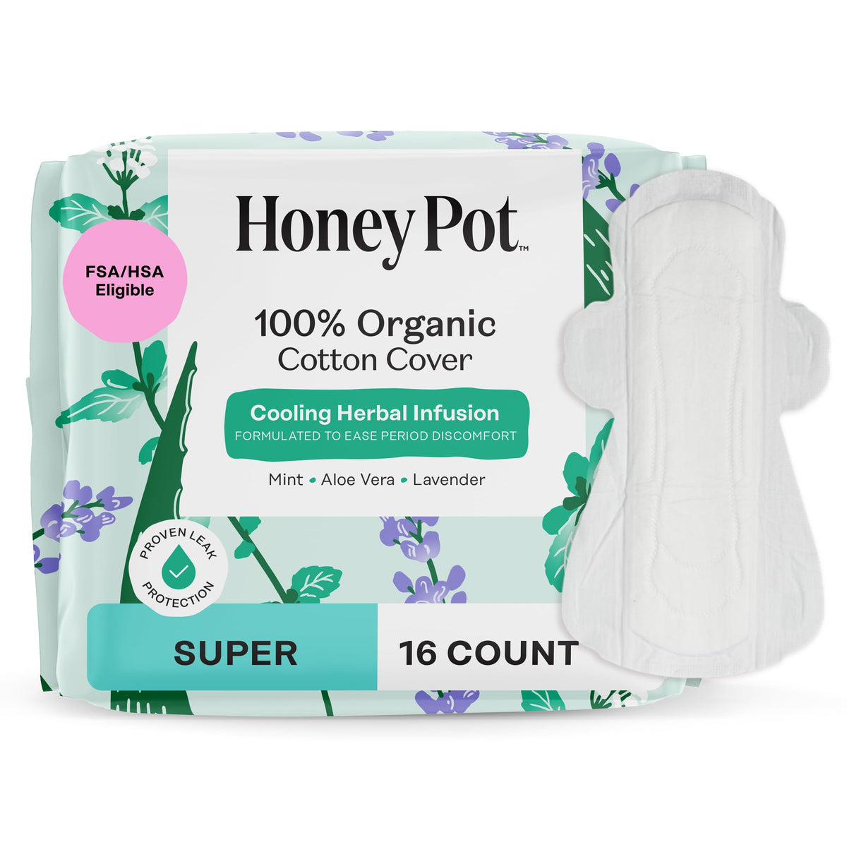 Almohadillas Orgánicas The Honey Pot Company Infusión De Hierbas Con Aceites Esenciales Efecto Refrescante Algodón Para Mujer