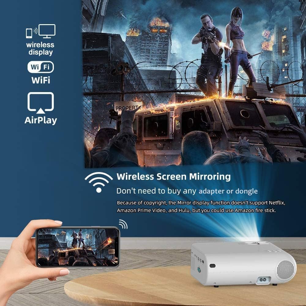 Proyector Salange Portátil WiFi 8500 Lux 1080P Full HD Dolby Sound Compatible con TV Stick HDMI USB AV VGA