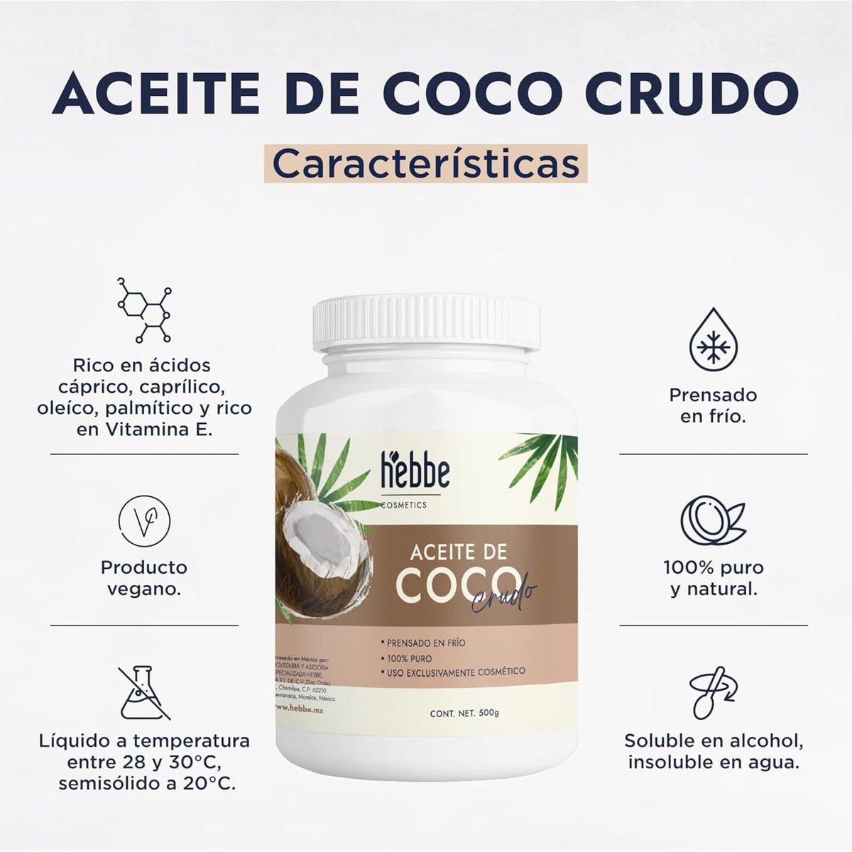 Lúdika | Aceite de Coco Crudo 500 g | Prensado en Frío 100% Puro | Hidratante Piel y Cabello | Anti Frizz y Brillo | Uso Cosmético