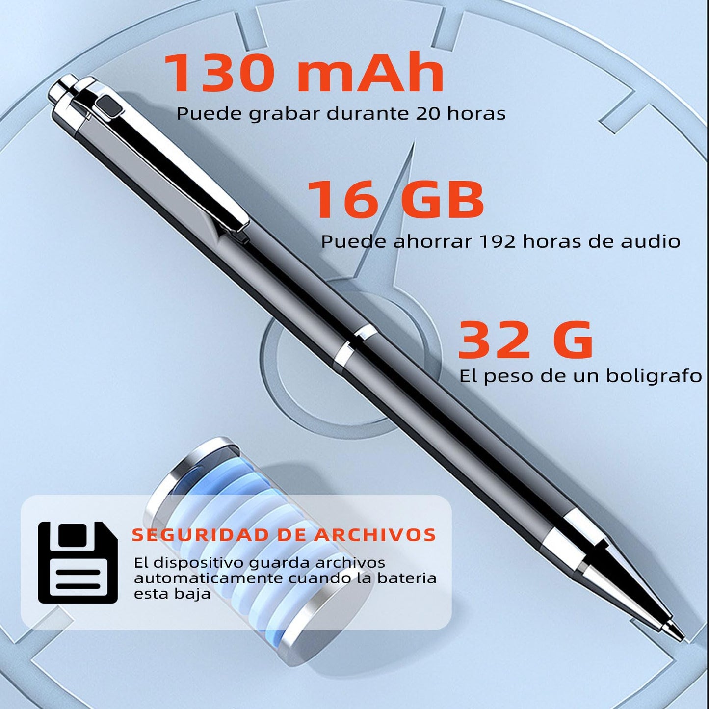 Grabadora de Voz 16GB Profesional con Transcripción a Texto,Reducción de Ruido AI,Diseño en Lápiz Metálico Ultra Delgado con 3 Recambios,para Clases,Reuniones y Conferencias(MP3/WAV,Memoria Ampliable)