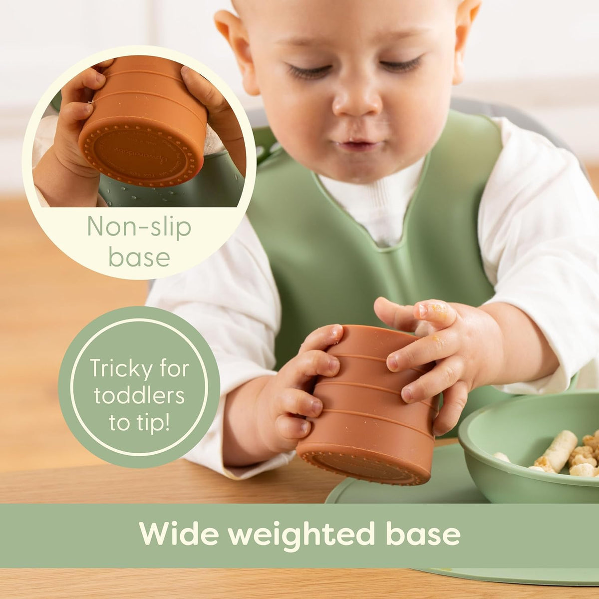 Upward Baby Eating Supplies - 6 meses de edad, utensilios de destete LED para bebés de 6 a 12 meses, cuencos de ventosa, platos de bebé, cucharas y tazas para niños pequeños con 3 baberos de silicona, juego de autoalimentación para bebés