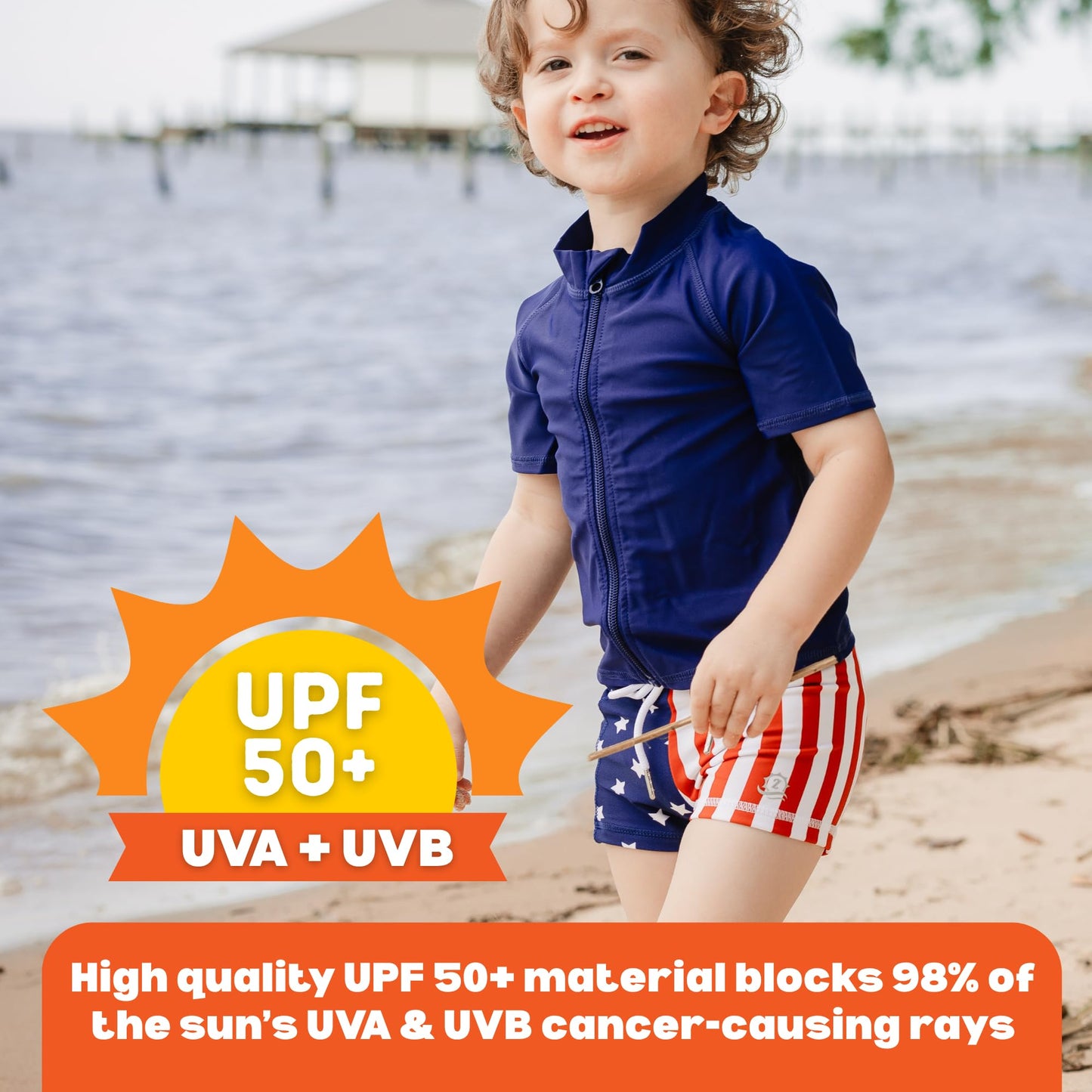 SwimZip Pantalones cortos de baño con protección UPF 50+ para bebés, niños pequeños y niños (niños o niñas).