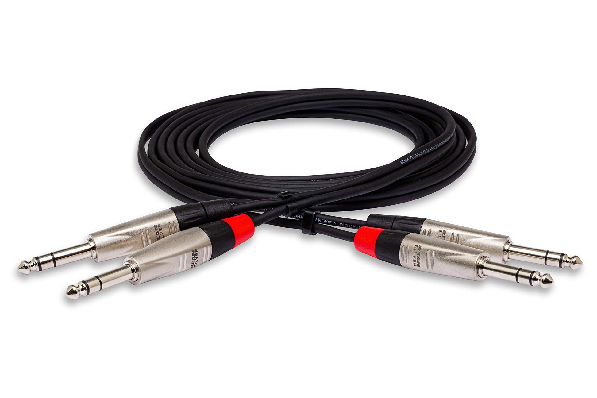 Hosa HSS-005X2 Dual REAN Cable de interconexión estéreo TRS Pro de 1/4 pulgadas, 5 pies