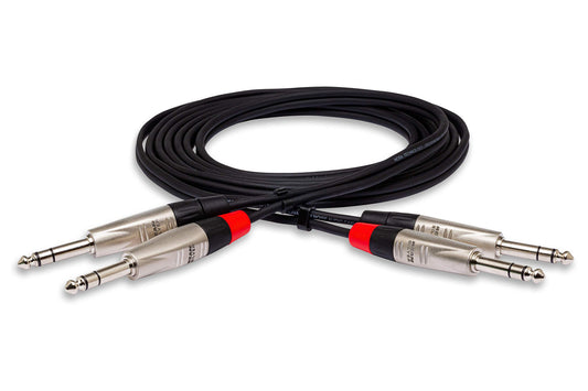 Hosa HSS-005X2 Dual REAN Cable de interconexión estéreo TRS Pro de 1/4 pulgadas, 5 pies