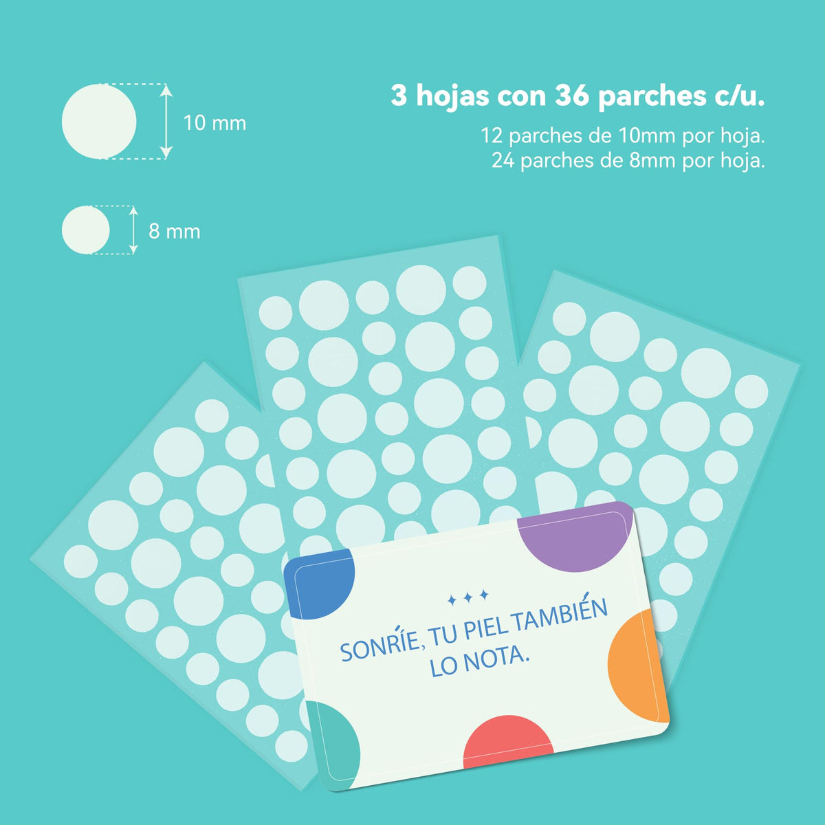 108 Parches para Acné con Hidrocoloide, Parches para Espinillas y Granitos, Invisibles y Ultra Delgados, Protección Día y Noche, 8mm y 10mm – Everglow Skin Solutions