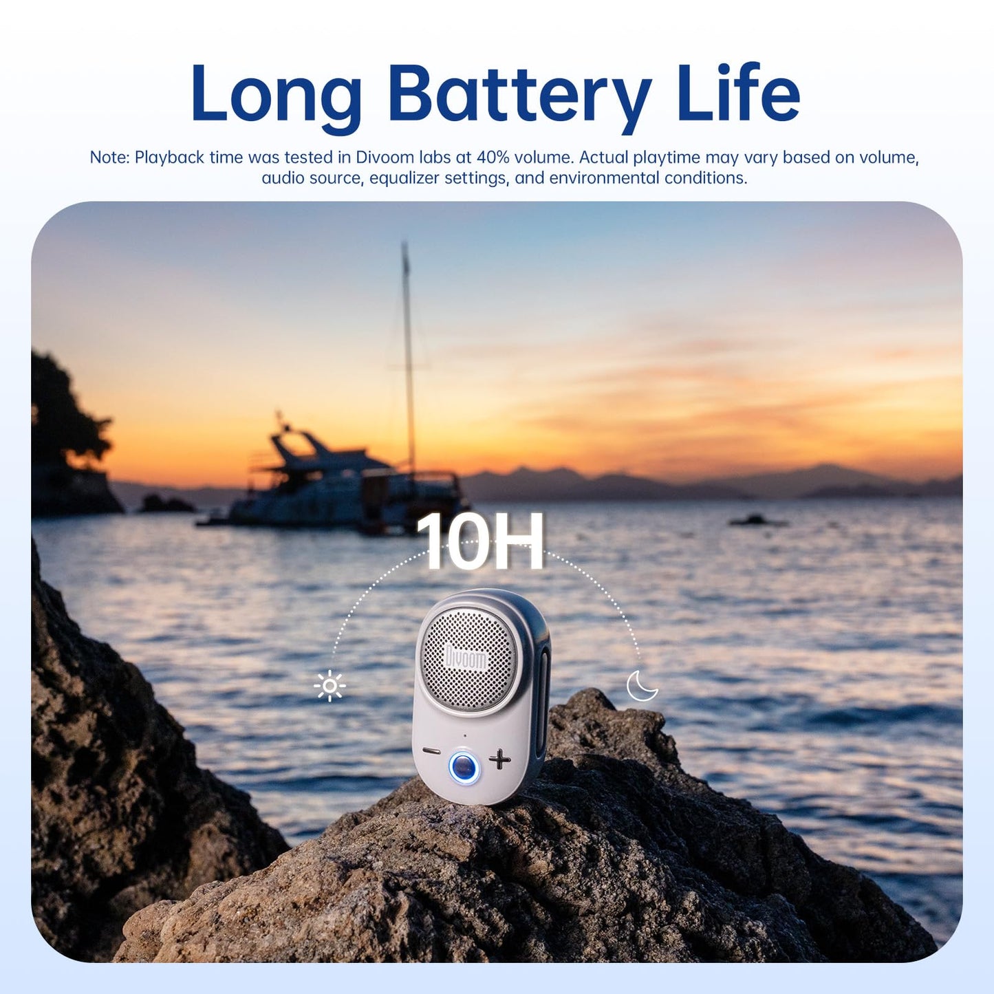 Divoom Itour-S Mini Altavoz portátil Bluetooth portátil, Audio Grande y Graves impactantes, diseño de Clip, IP67 Impermeable y a Prueba de Polvo, 10 Horas de Tiempo de Juego, Altavoz para Viajes en