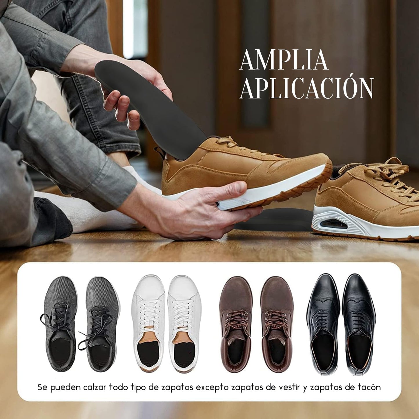Plantillas Ortopédicas Fascitis Plantar Confort para Zapatos Negro Anti Fatiga para Hombre y Mujer