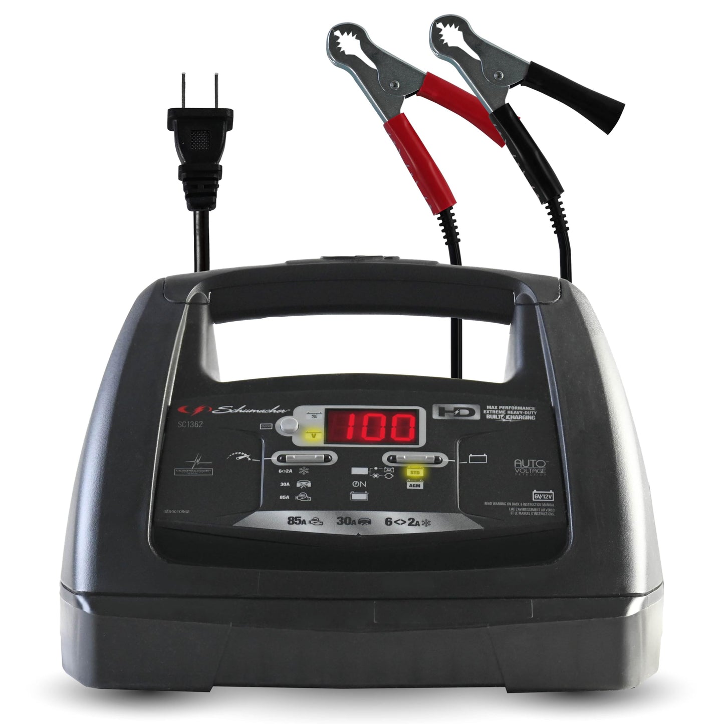 Schumacher - SC1362 - Cargador batería totalmente automático, motor arranque, mantenedor, pruebas de diagnóstico avanzadas, 85 A/30 A, 6 V/12 V, coches, camiones, SUV, vehículos marinos, casa rodante