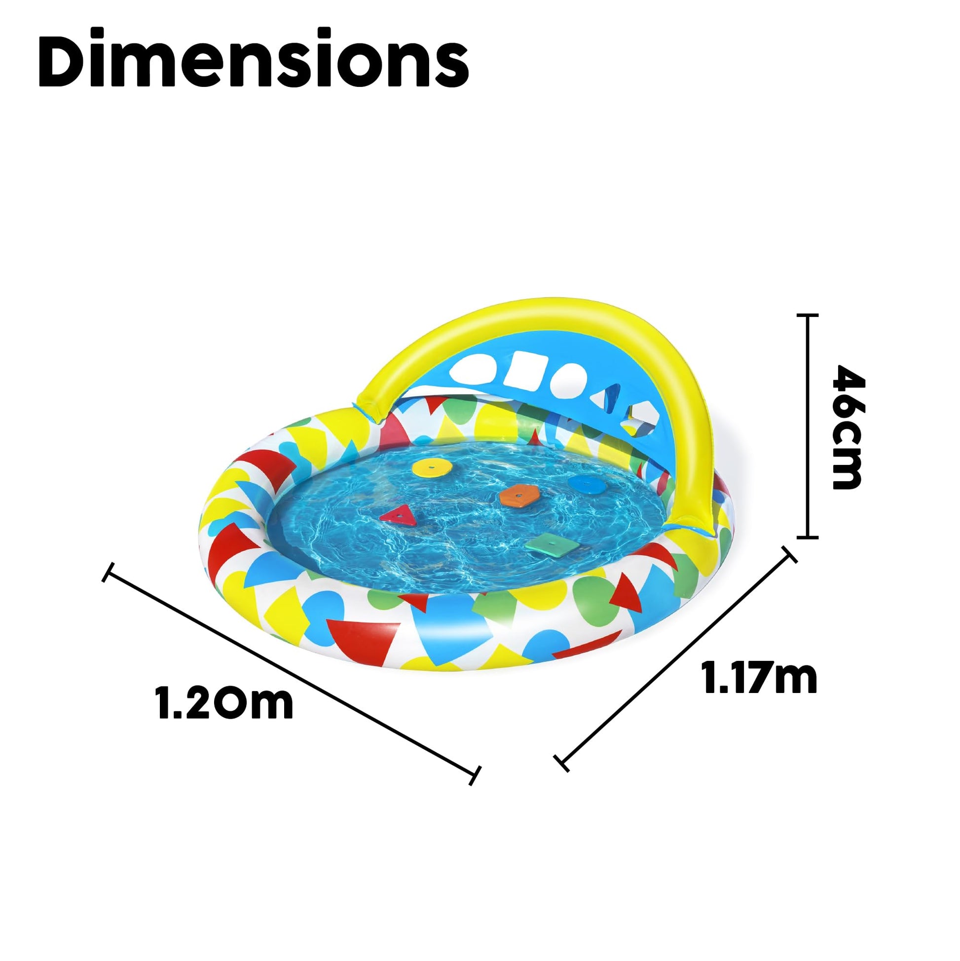 BESTWAY Alberca Inflable didactica con 5 Fig geometricas 45lts 1.20x1.17x.46cm Caja