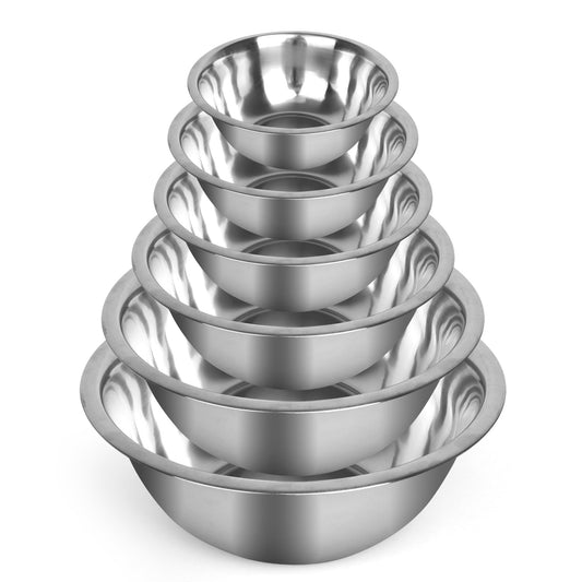 Culinary Depot - Juego de 6 cuencos para mezclar (acero inoxidable, para cocinar, hornear, preparar comidas, servir, rodar, ensaladas, 3/4-1.5-3-4-5-8 cuartos, acero inoxidable