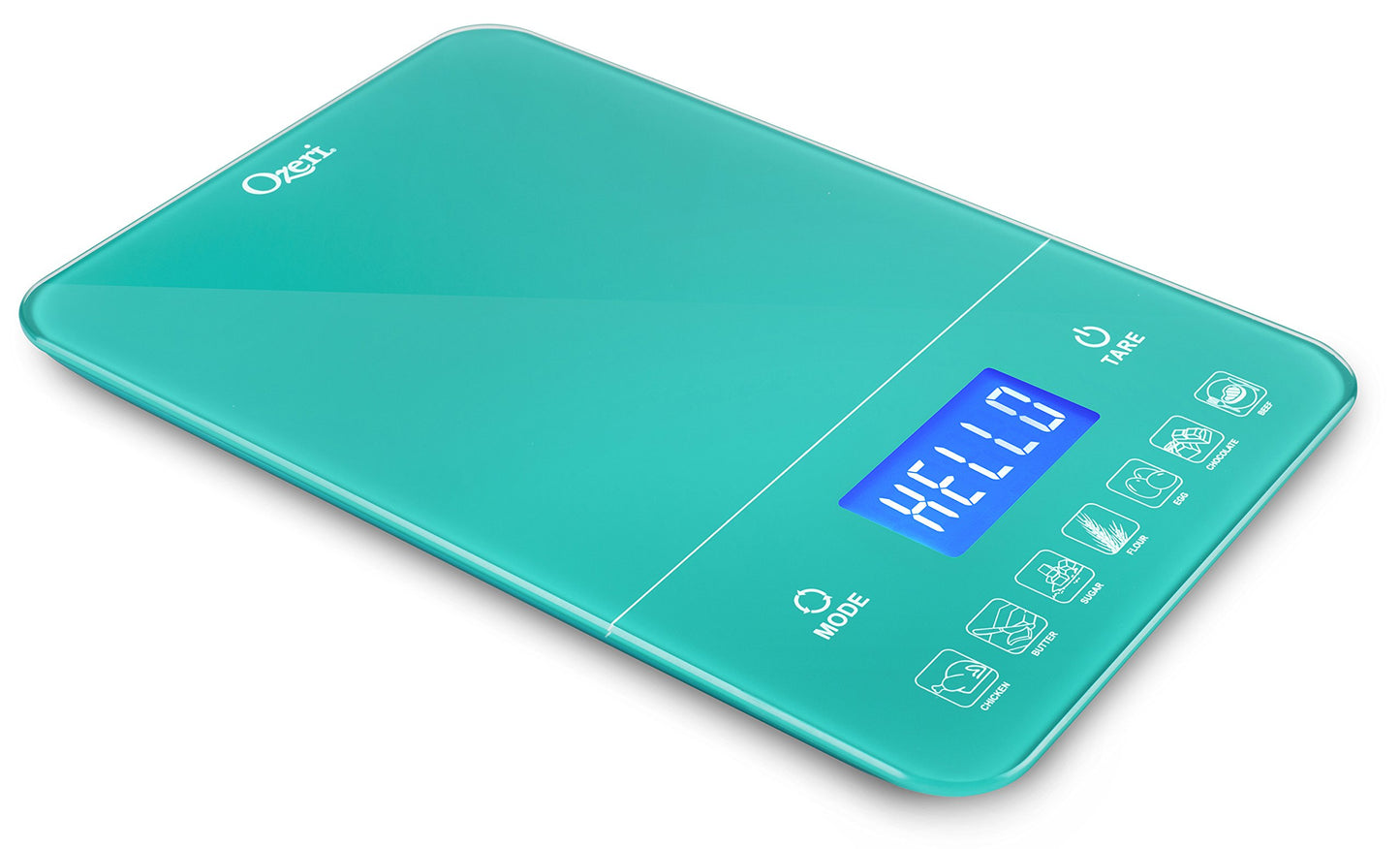 Balanza de cocina digital Ozeri Touch III con 22 lb (10 kg) de capacidad y contador de calorías, hecha de vidrio templado