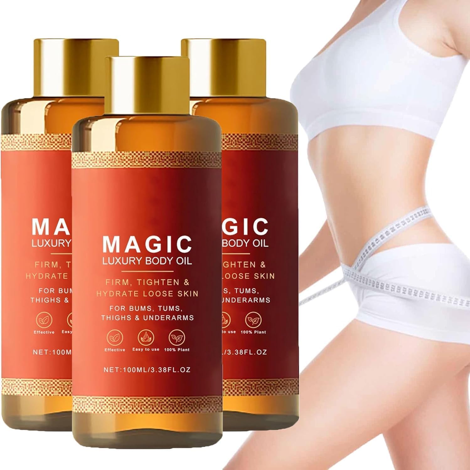 Pack de 3 Aceites Corporales Reafirmantes con Colágeno para una Piel Tonificada | Hidratación Profunda para Brazos, Pecho, Muslos y Abdomen | Cuidado Corporal Intensivo