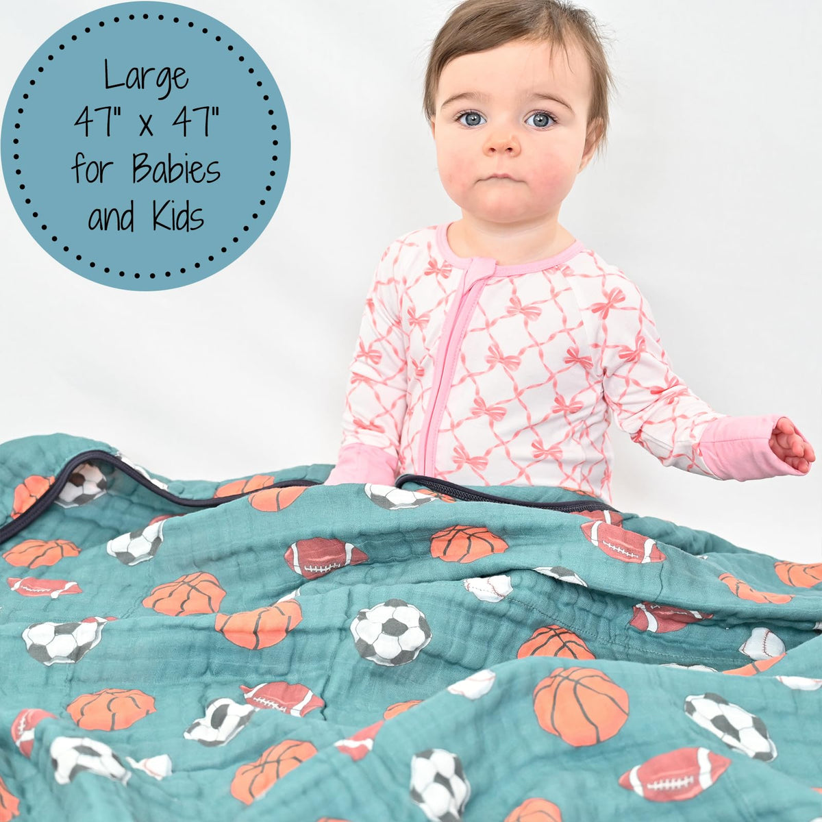 LollyBanks Manta de muselina para bebé, Manta de algodón 100% suave y transpirable para recién nacido, Manta de 47 x 47 pulgadas para niños pequeños, Manta de 6 capas para bebé, Mantas de recepción