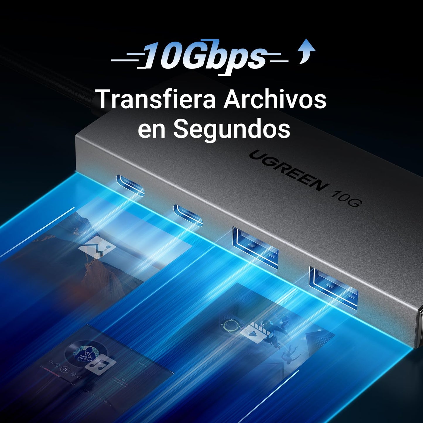 Hub USB C UGREEN 3.2 10Gbps con 4 Puertos para MacBook, Chromebook, iMac