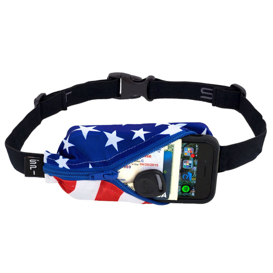 Cinturón de Bolsillo SPIbelt Negro Expandible y Ajustable para Correr para Mujer y Hombre