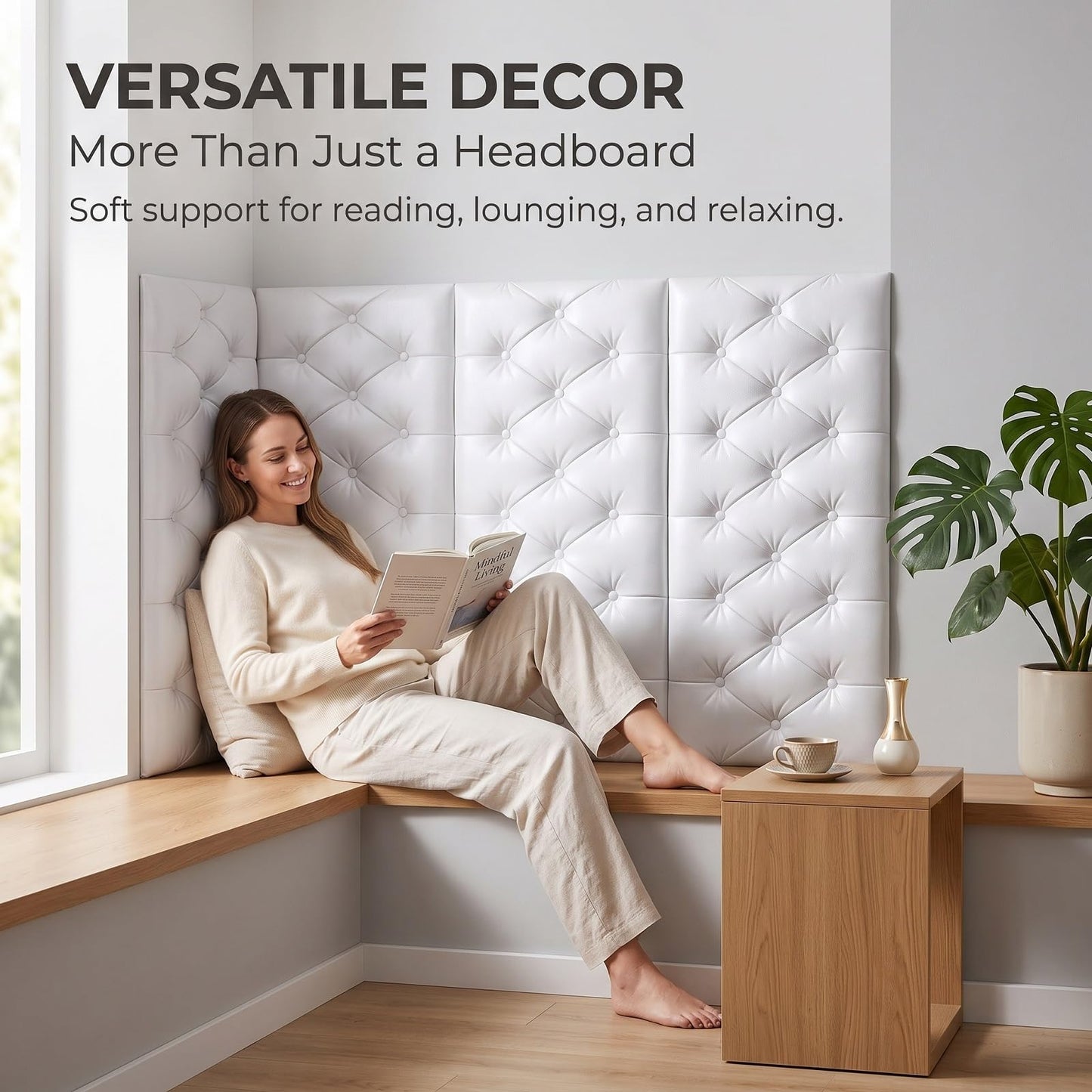 LIANTIAN Acolchado de Pared para niños, Acolchado tapizado para Cuna con adherencia Segura, Adhesivo Protector anticolisión para Pared para Dormitorio o Sala de Juegos(White,70 * 35 cm)