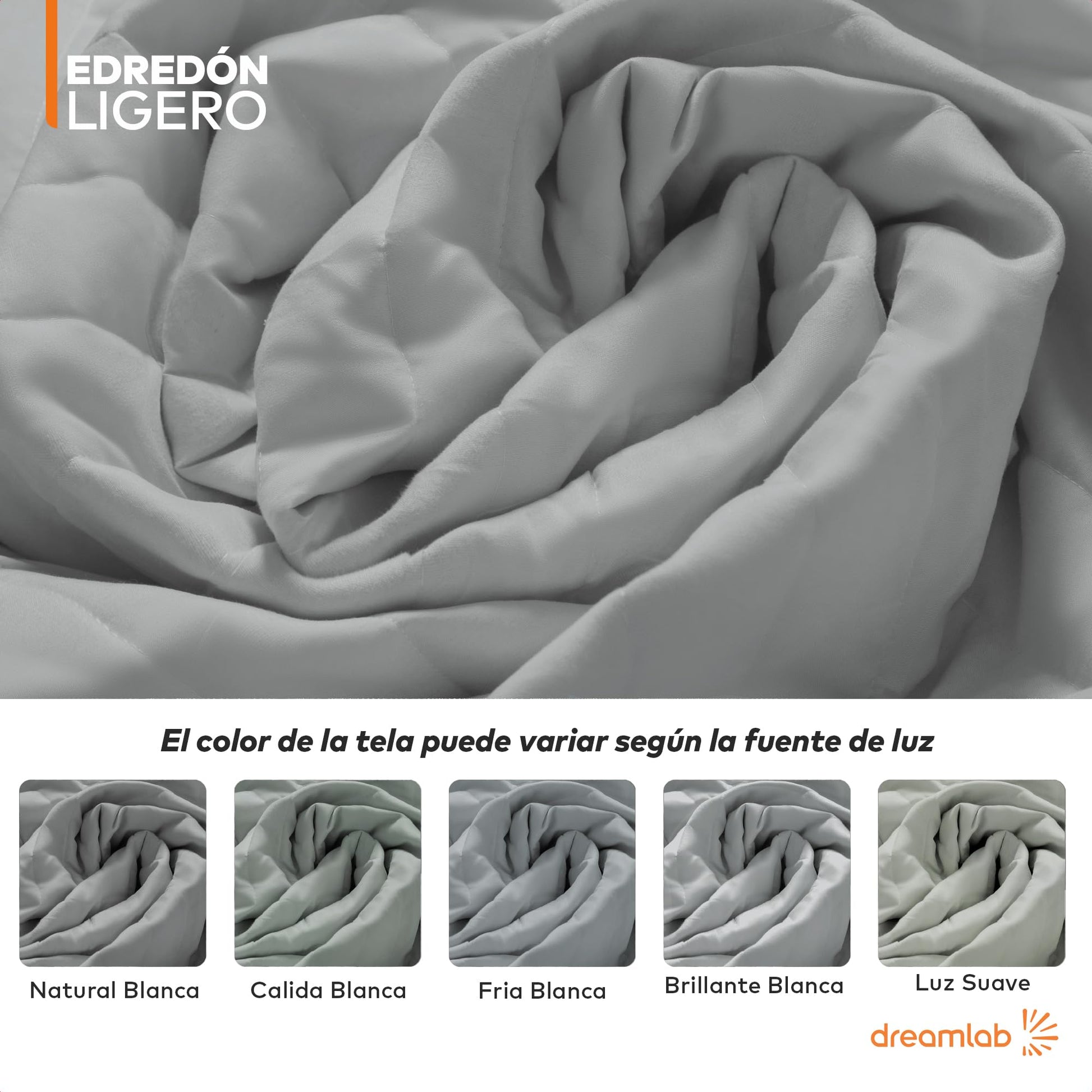 Dreamlab Edredón Ligero de Verano. Colcha de Cama Rellena de Suaves Microfibras Recubiertas con Gel. Lavado a Máquina. Hipoalergénico. (Gris Claro, Matrimonial 195 x 223cm)