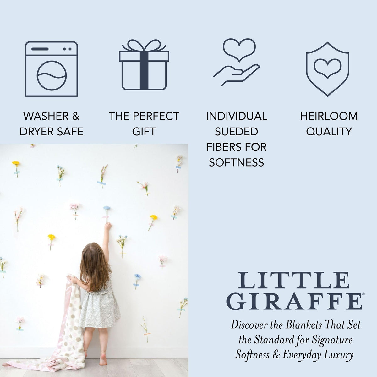 Little Giraffe Luxe - Manta de bebé – 29 x 35 pulgadas, borde de satén, color rosa con puntos, ultrasuave, hipoalergénica, manta para carriola y guardería, perfecta para recién nacidos y niños