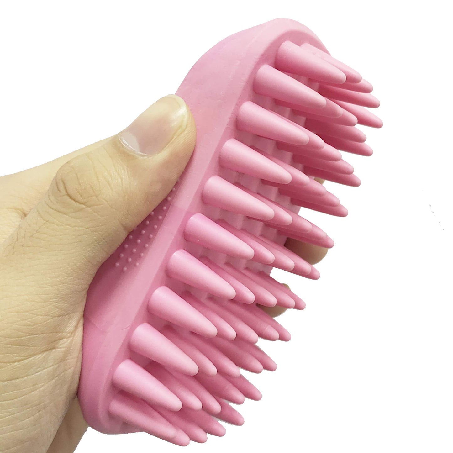 Cepillo de champú de silicona para mascotas para cabello largo y corto, mediano y grande, mascotas, perros, gatos, goma antideslizante para perros, gatos, mascotas, ratones, ducha, baño, cepillo de masaje (rosa (nuevo))