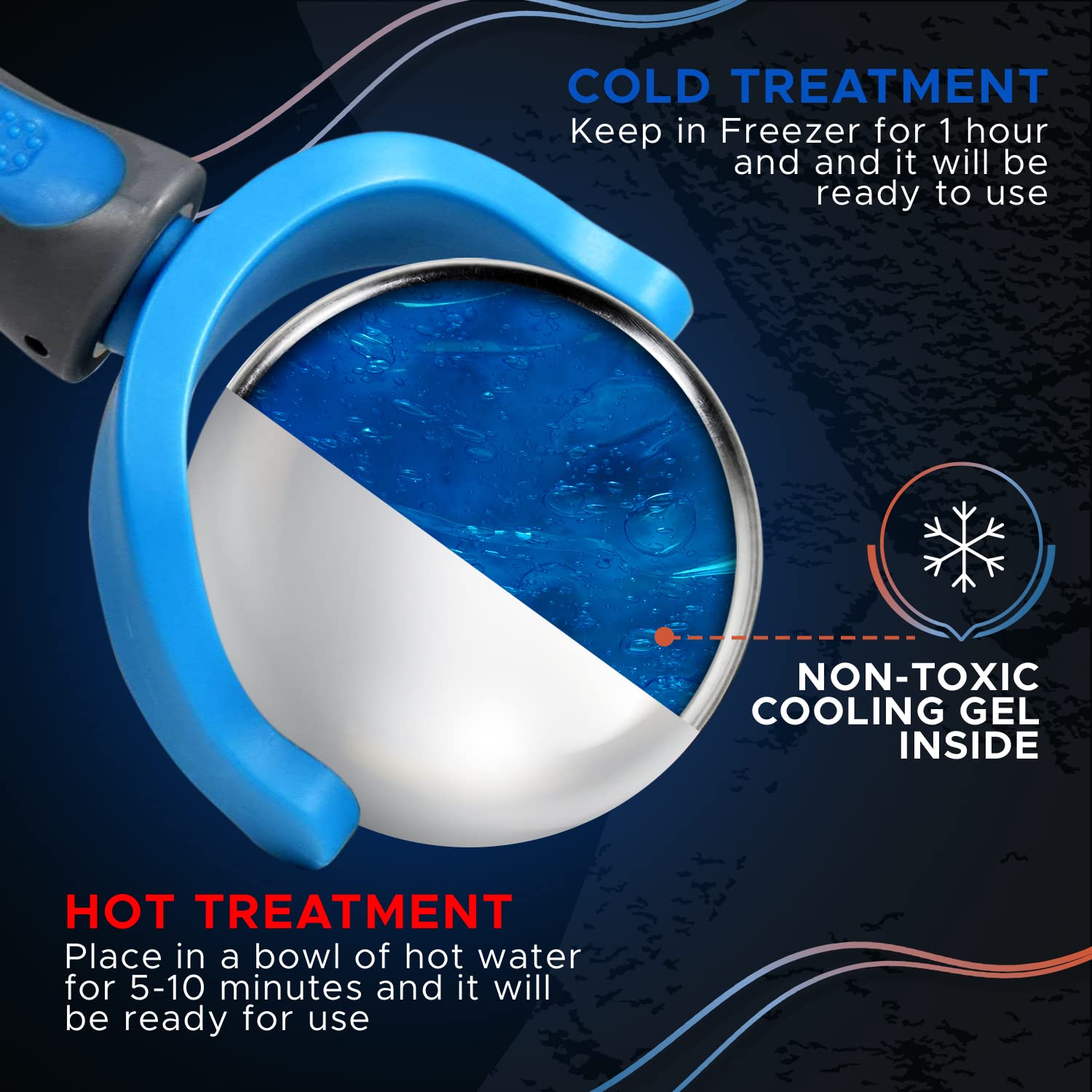 PRIME Fitness Bola de rodillo de masaje frío | Terapia fría | Barra criogénica | Alivia el dolor muscular (azul)