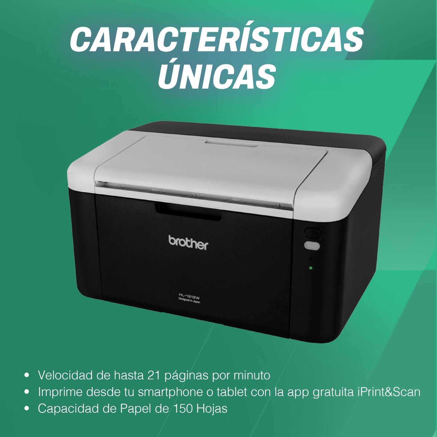 Brother HL1212W, Impresora láser monocromática con conectividad en red inalámbrica, Negro/Gris