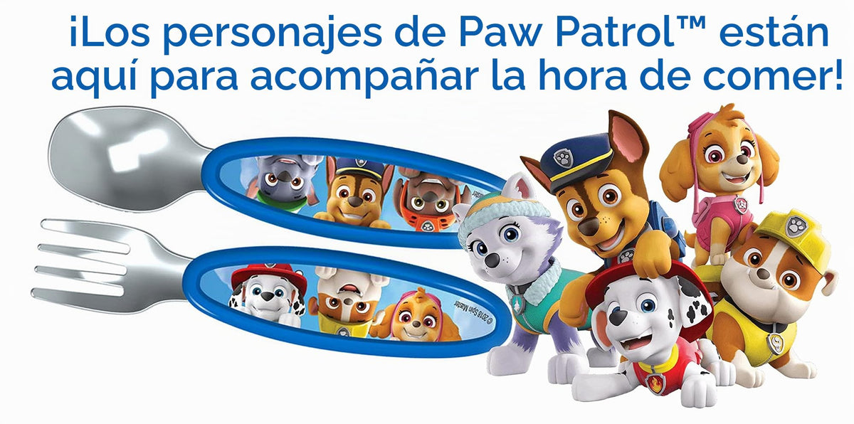 Playtex - Utensilios de Patrulla Canina para niños, incluyendo 1 cuchara y 1 tenedor (paquete de 1)