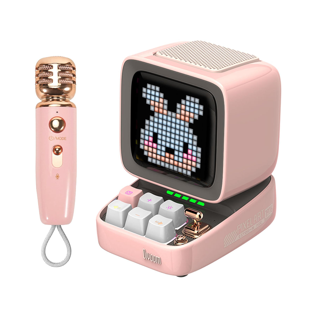 Micrófono con Altavoz Bluetooth Divoom DitooMic Rosa con función Karaoke