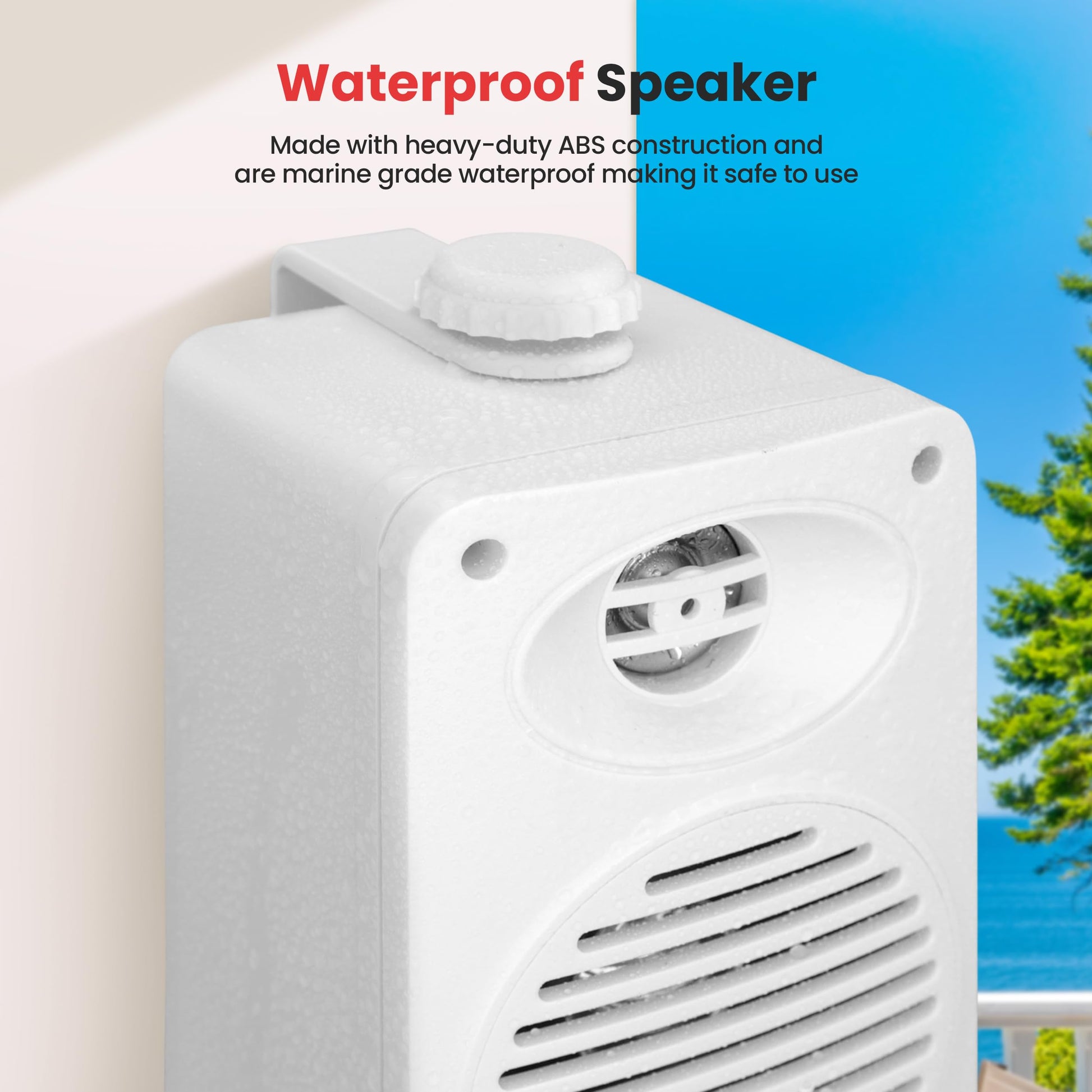 Pyle Par Altavoces Bluetooth de 200W para Interior y Exterior, Bocinas de 2 Vías Impermeables de 3.5” con Tweeter de Alto Cumplimiento de 1/2” Ideal Casa, Barco, Marino, Deck, Patio y Piscinas, Blanco