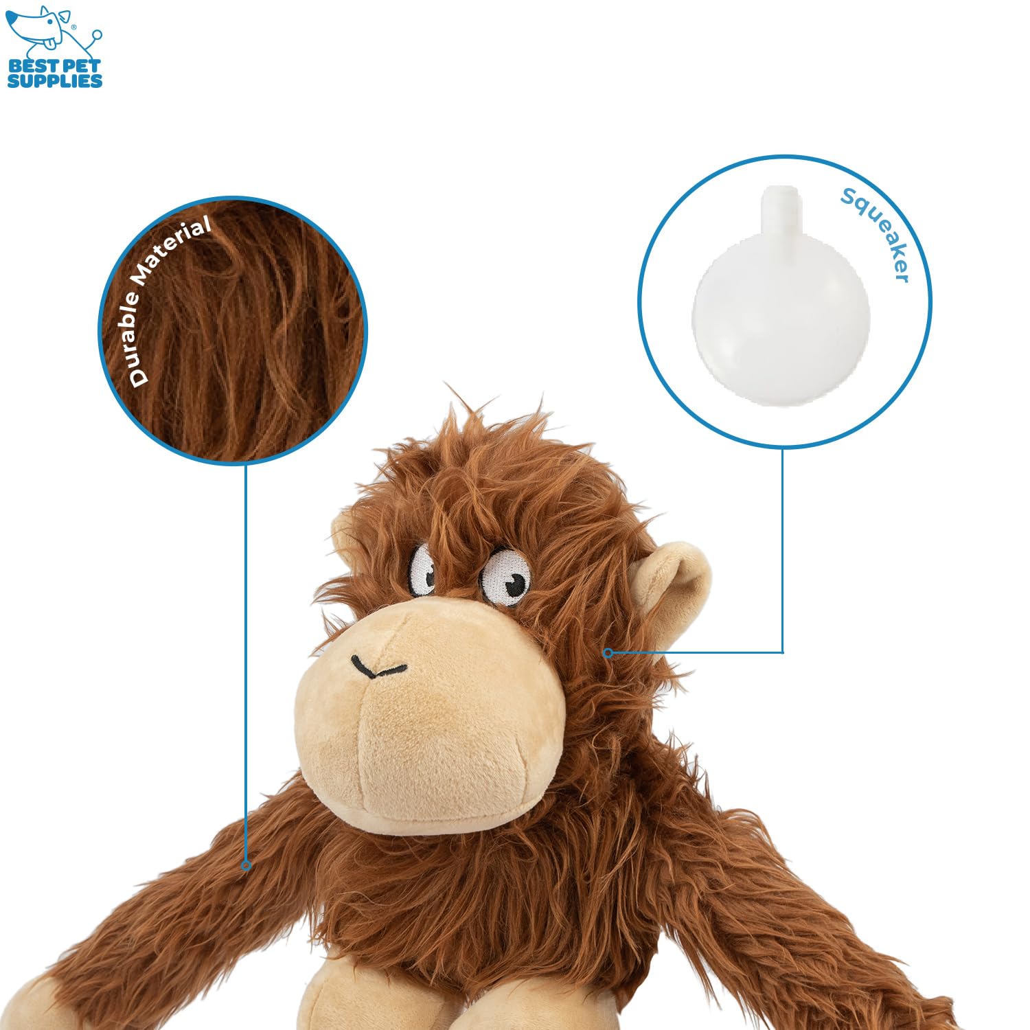 Best Pet Supplies O-Hug-Atan - Juguete Interactivo de Peluche chirriante para Cachorros o Perros de Raza pequeña y Mediana - O-Hug-Atan (café)