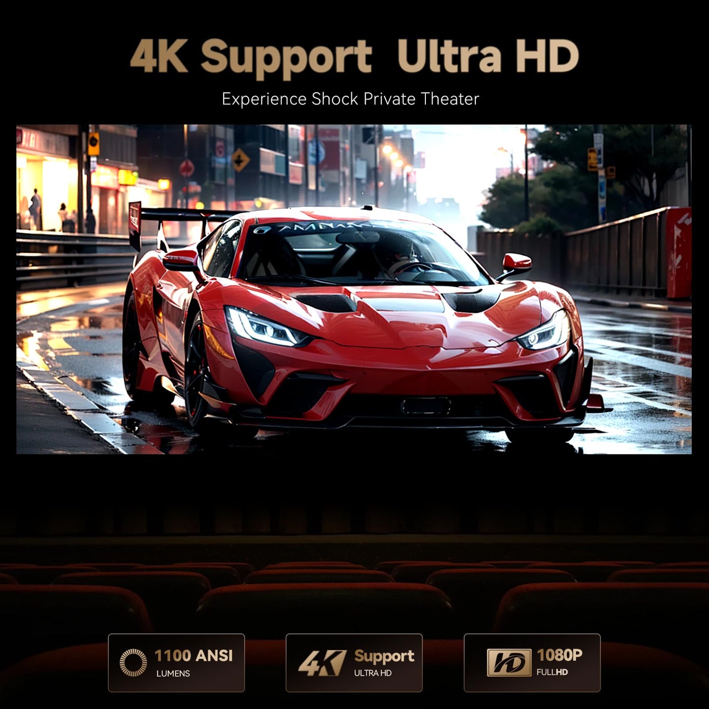 Proyector 4K Wanbo X5 Pro Negro Bluetooth WiFi Enfoque Automático para Cine en Casa