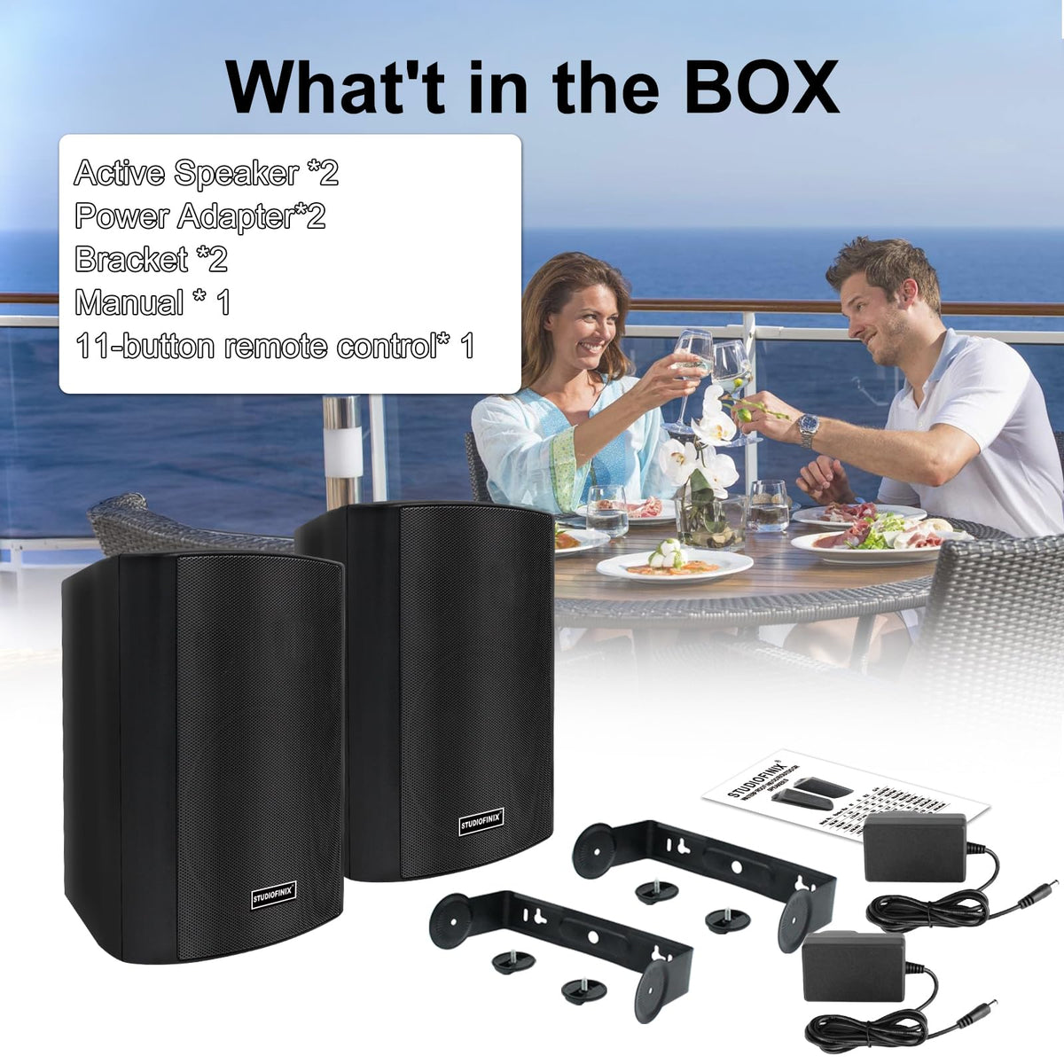 Altavoces de Pared Studiofinix Blancos Bluetooth 5.1 Impermeables para Interior y Exterior