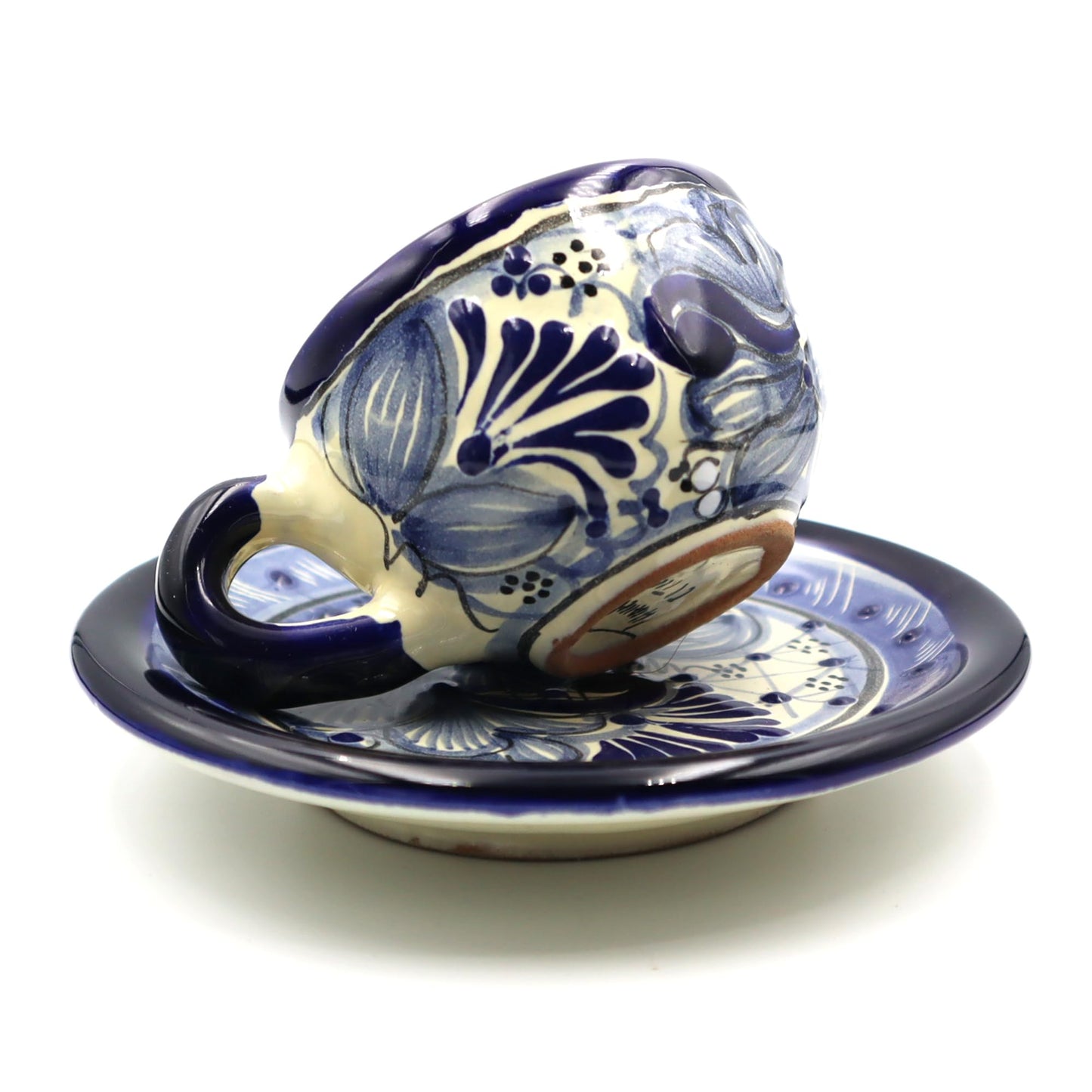 Juego de Tazas de Café Expresso Nubexpo Talavera Poblana Artesanía Mexicana 2 Piezas