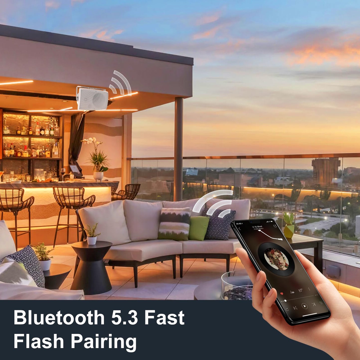 STUDIOFINIX - Altavoces Bluetooth para exteriores de 6.5 pulgadas, 400 W, impermeables, con cable, sistema de altavoces impermeables de montaje en pared para patio, hogar, junto a la piscina, terraza