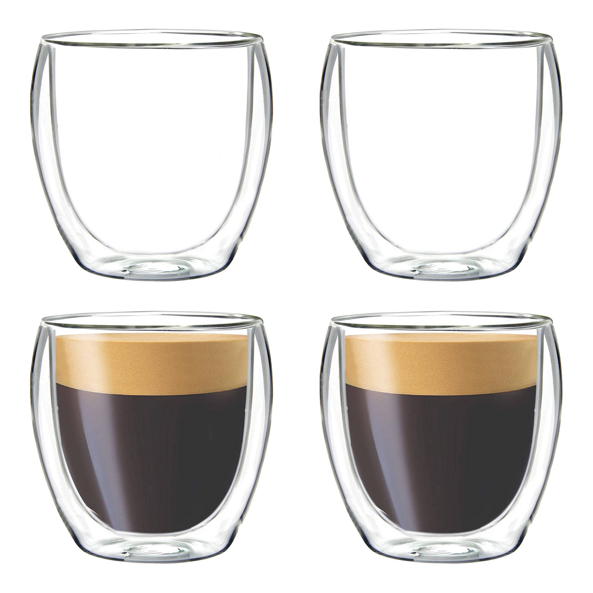 Tazas de Espresso Youngever Transparente Vasos de Café Doble de Vidrio 100ML