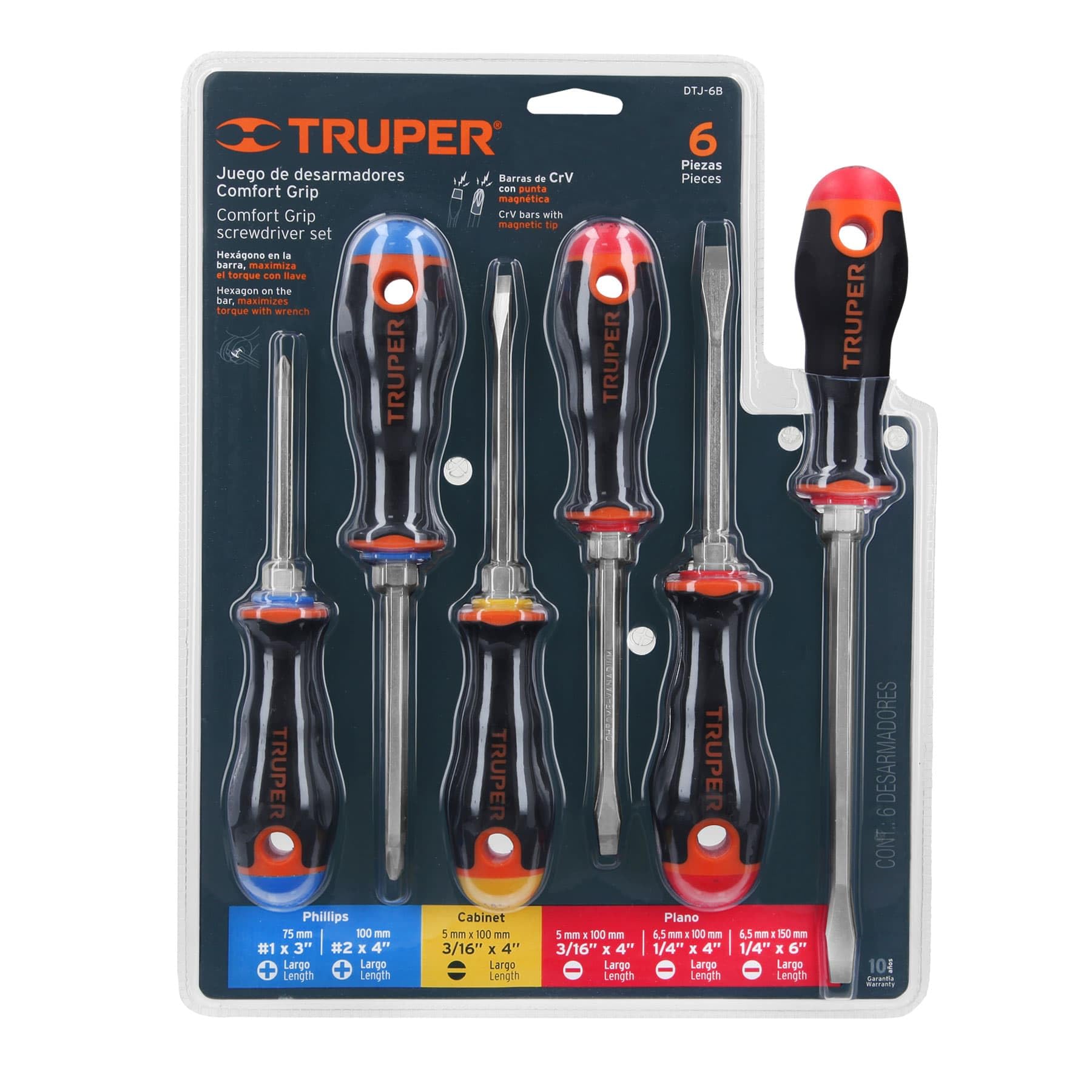 Juego de Desarmadores Truper Naranja Mango Comfort Grip