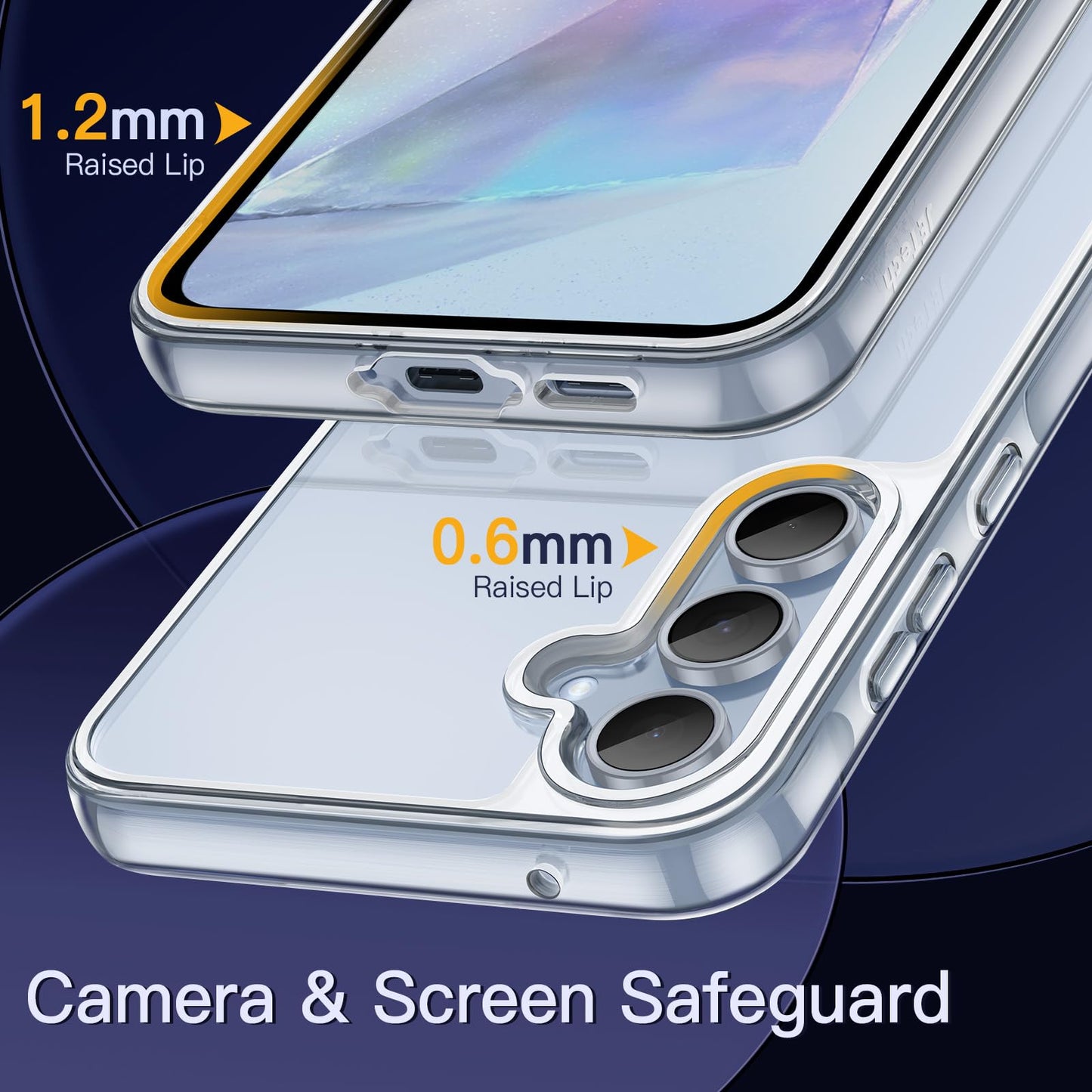 JETech 3 en 1 Funda para Samsung Galaxy A55 5G, con 2 Unidades Protector Pantalla, Mica Cristal Vidrio Templado, Carcasa Antigolpes Protectora Respaldo Transparente (Transparente)