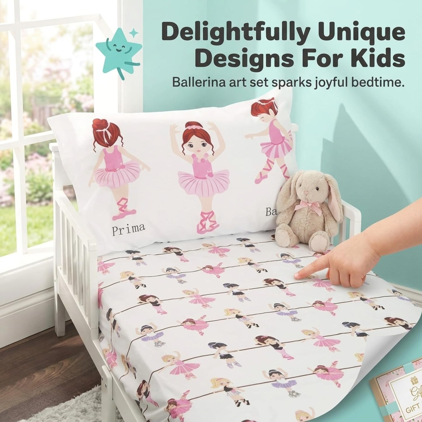 Everyday Kids - Juego de sábanas y fundas de almohada ajustables para niños pequeños, de microfibra suave, transpirable e hipoalergénica