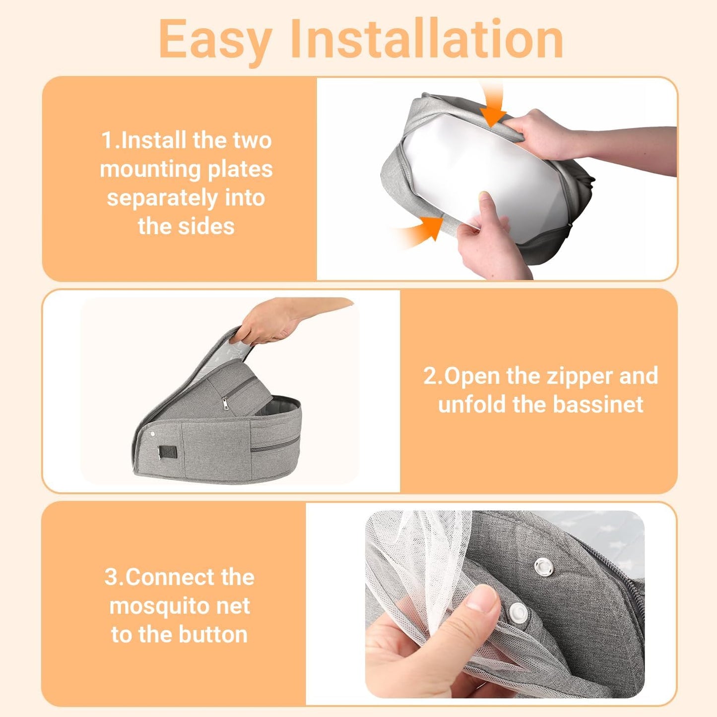 ISELECTOR - Moisés portátil para bebé viajes y hogar, ligero y plegable con malla transpirable, bolsa de transporte y bolsillo de almacenamiento, cestas compactas para recién nacido, diseño seguro y