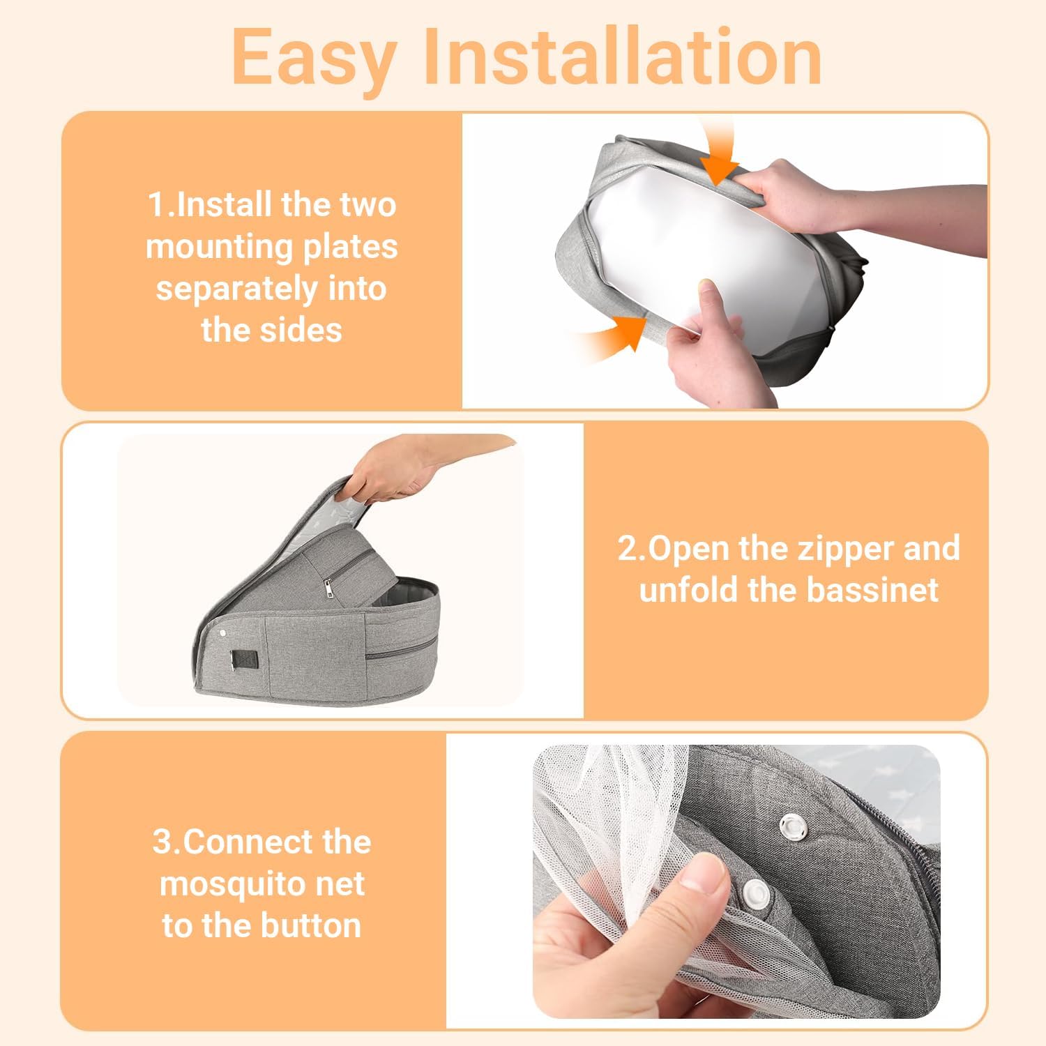 ISELECTOR - Moisés portátil para bebé viajes y hogar, ligero y plegable con malla transpirable, bolsa de transporte y bolsillo de almacenamiento, cestas compactas para recién nacido, diseño seguro y