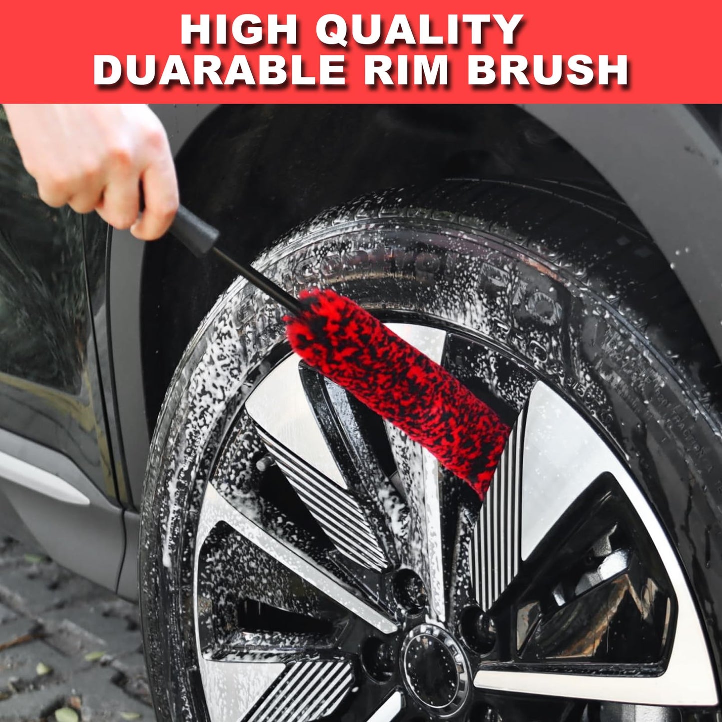 Kit de Cepillos Nikcosmk Multicolor para Ruedas y Neumáticos de Coche, Flexibles y Duraderos