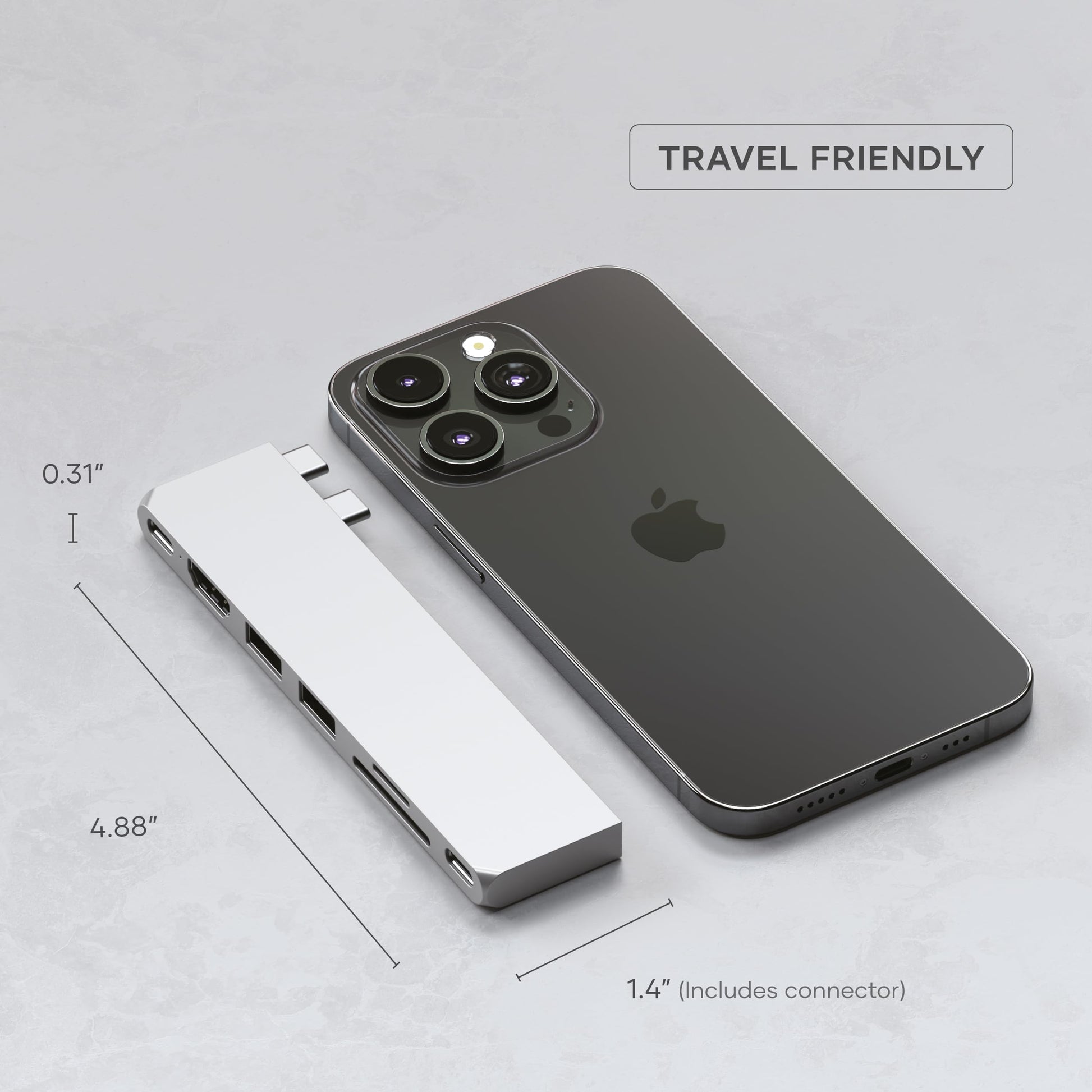 Hub USB C Satechi Plateado Multiadaptador Pro Slim 7 en 1 con Carga 100W y HDMI 4K para MacBook Air/Pro