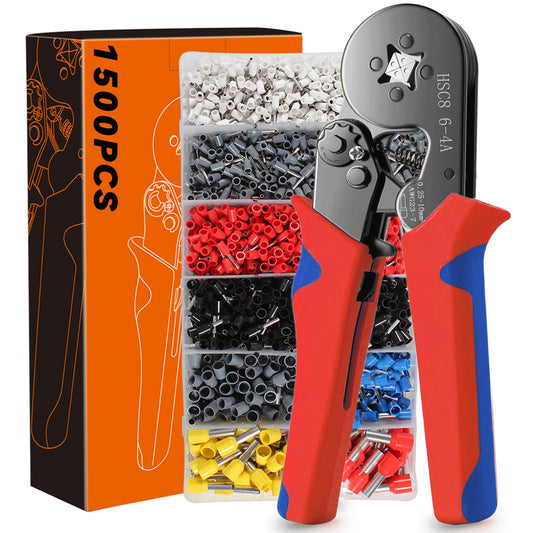 Kit de Terminales y Alicates HCS8 6-4A Negro para Cables Eléctricos