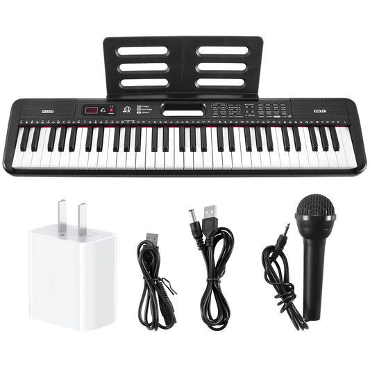 Piano Electrico MTQ Negro con 61 Teclas y Altavoces para Principiantes